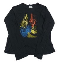 Černé triko s potiskem Pocopiano