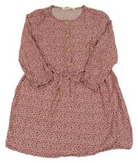 Mahagonovo-bílé květované šaty H&M