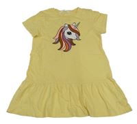 Žluté bavlněné šaty s jednorožcem H&M
