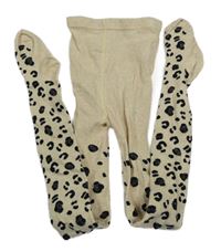 Světlebéžovo-černé vzorované punčocháče s třpytkami HEMA