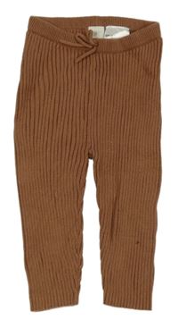 Kakaové žebrované pletené legíny H&M