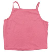 Neonově růžový žebrovaný crop top George