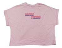 Světlerůžové oversize crop tričko s nápisem M&Co.