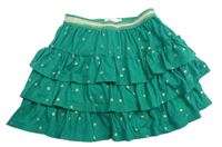 Zelené bavlněná vrstvená sukně s puntíky Boden