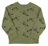 Khaki mikina s dinosaury zn. H&M