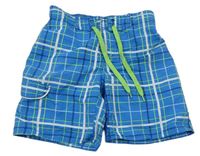 Modro-zeleno-bílé kostkované plážové kraťasy Lindex 