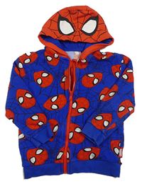 Tmavomodro-červená propínací mikina se kapucí - Spider --man George