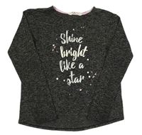 Tmavošedý melírovaný svetr s nápisem H&M