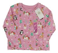 Světlerůžové triko s vánočním motivem Primark
