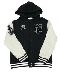 Černo-bílá baseballová mikina s kapucí H&M