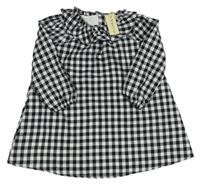 Nové - Černo-bílé kostkované plátěné šaty s volánky If it were me