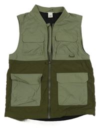 Khaki šusťáková podšitá vesta H&M