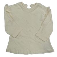 Smetanové žebrované triko s volánky George 