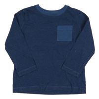 Tmavomodro-modré pruhované triko s kapsou Nutmeg