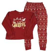 Vínové vánoční pyžamo s potiskem 