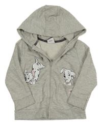 Šedá propínací mikina s dalmatiny a kapucí Disney + George 