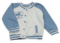 Bílo-modrá propínací mikina s Mickeym Disney