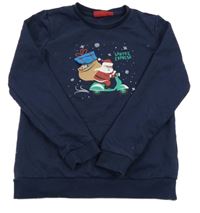 Tmavomodrá mikina se Santou Alive