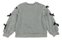 Šedá melírovaná mikina s mašličkami Shein