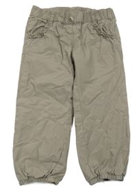 Béžové plátěné podšité kalhoty s volánky Topolino