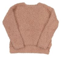 Světlerůžový chlupatý žinylkový svetr Next 