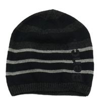 Černo-šedá pruhovaná pletená čepice Bench