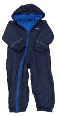 Tmavomodrá šusťáková jarní lehce zateplená kombinéza s kapucí Mountain Warehouse 