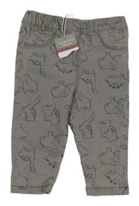 Nové - Šedé džegíny s dinosaury Sinsay
