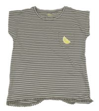 Šedo-bílé pruhované tričko s citronem a překříženými zády Yigga