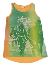 Oranžovo-zelený top s koníky Kids