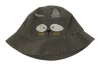 Šedý manšestrový klobouk se zvířátkem 