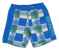 Modro-bílo-zelené kostkované plážové kraťasy Brunotti
