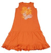 Korálové bavlněné šaty s květy Loap 