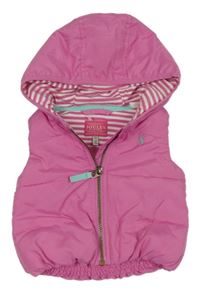 Růžová šusťáková prošívaná zateplená vesta s kapucí Joules