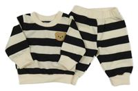 2set - Smetanovo-černá pruhovaná mikina s medvídkem + tepláky 