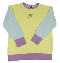 Žluto-světlemodro-růžová mikina s logem Nike