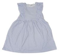 Modro-bílé pruhované bavlněné šaty s volánky H&M