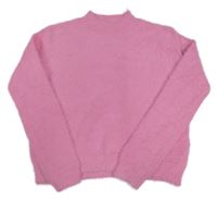 Růžový chlupatý oversize svetr Primark
