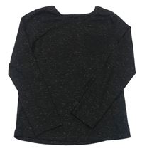 Černé melírované triko s kapsou s madeirou Primark