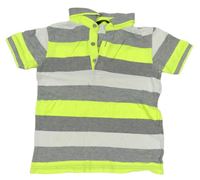 Neonově zeleno-šedo-bílé pruhované melírované polo tričko George