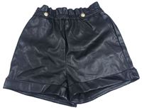 Černé  paper bag koženkové kraťasy s gombíky zn. RIVER ISLAND