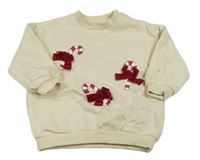 Smetanová vánoční mikina s lízátky a mašlemi H&M