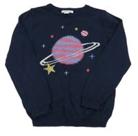 Tmavomodrý svetr s planetami PRIMARK