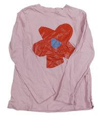 Světlerůžové triko s květem OVS