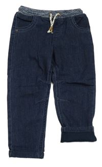 Tmavomodré podšité rifle s úpletovým pasem George