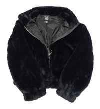 Černá kožešinová podšitá crop bunda New Look