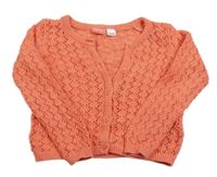 Lososový ažurový propínací svetr lupilu