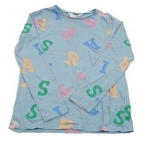 Světlemodré triko s barevnými písmenky H&M