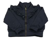 Tmavomodrá propínací mikina s volánky Bellerose