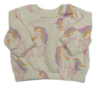 Smetanová oversize mikina s jednorožci PRIMARK